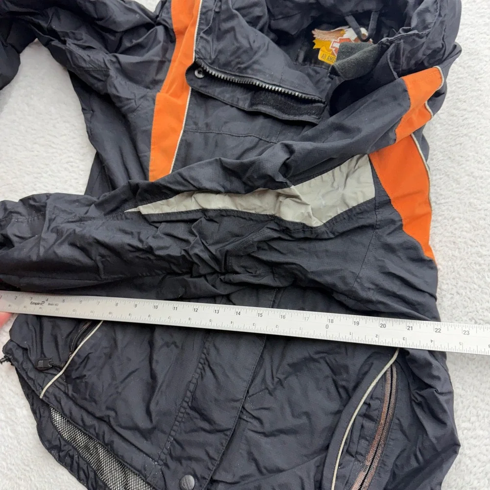 Harley-Davidson Mens Black Orange Ripstop Nylon Moto Jacket An American Legend M